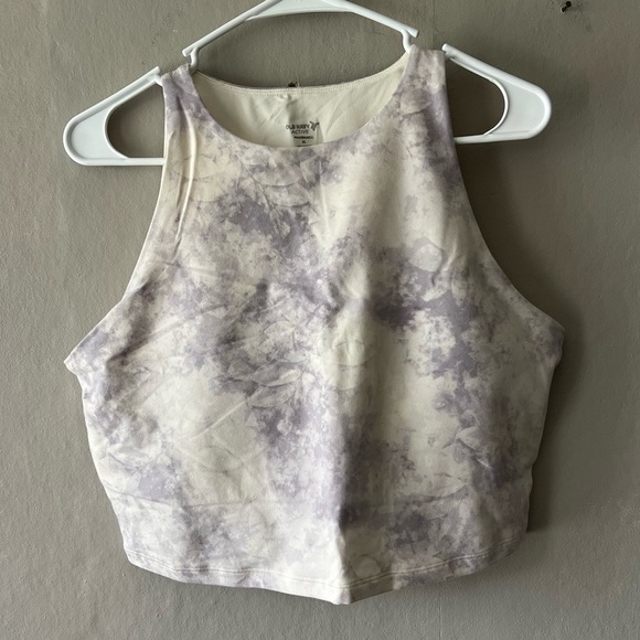 Old Navy Purple and White Cropped Tank Top Size XL - Picture 1 of 4